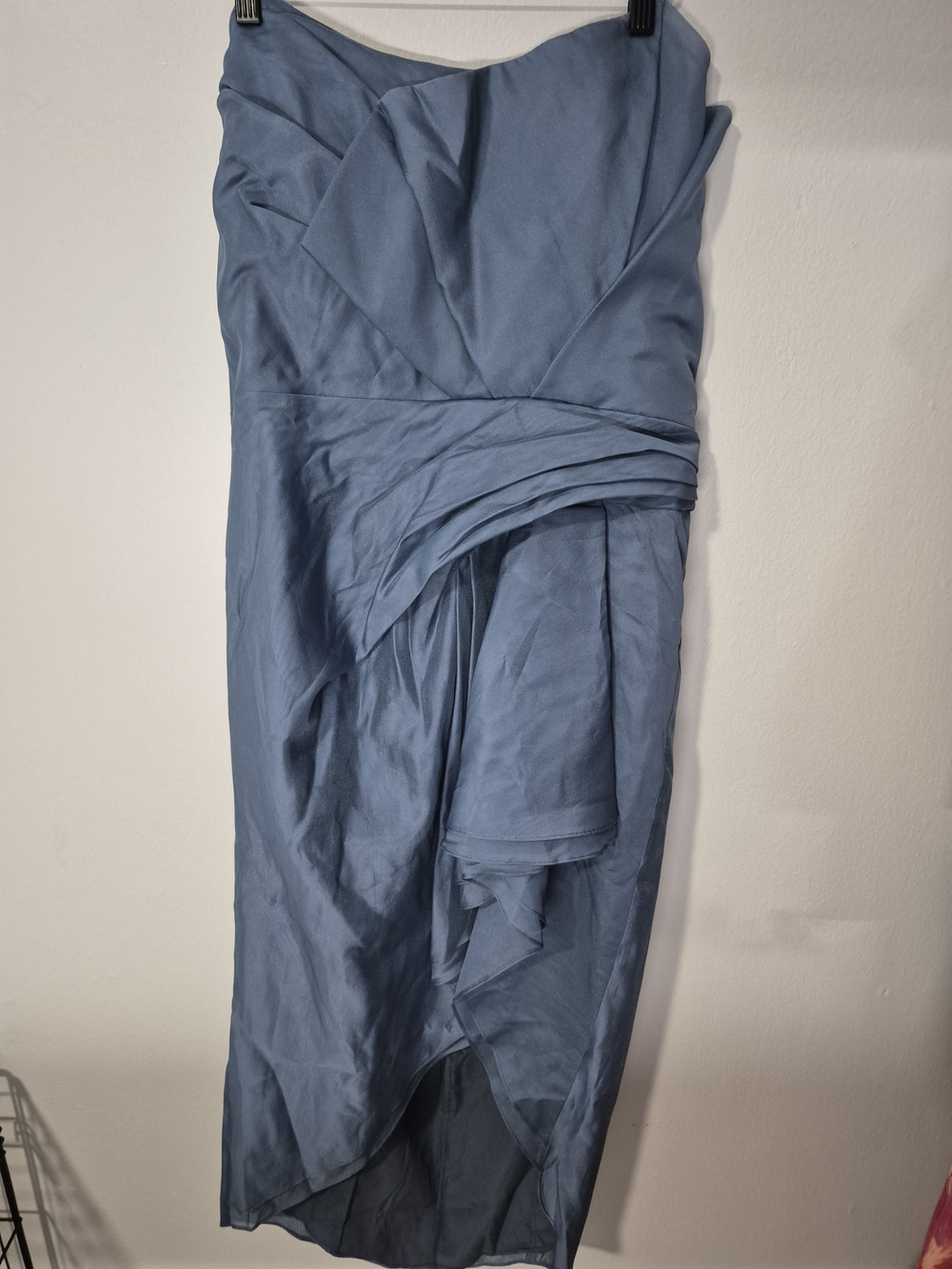 ASOS Design Slate Blue Draped Ruffle Midi Dress Size 14